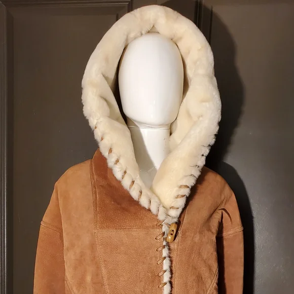 Vintage Marvin Richards Hooded Leather Shearling Coat - Picture 5 of 12